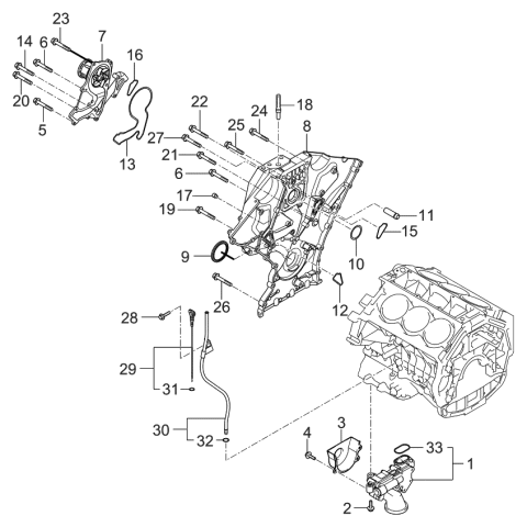 2006 Kia Sedona Timing Cover & Oil Pump Diagram