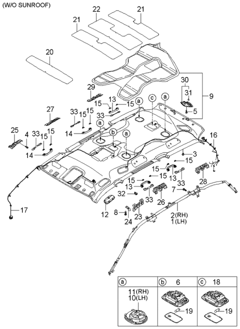 2006 Kia Sedona Headlining Assembly-Front Diagram for 853104D230QW