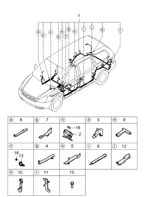 2006 Kia Sedona Wiring Assembly-Floor Diagram for 915054D090