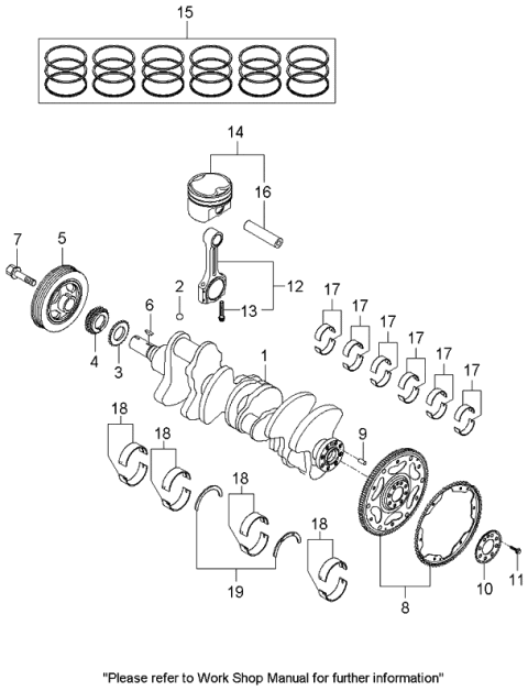 2006 Kia Sedona Piston, Crankshaft & Flywheel Diagram