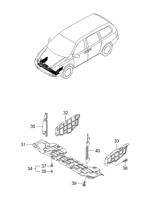 2006 Kia Sedona Guard-Air RH Diagram for 291364D600