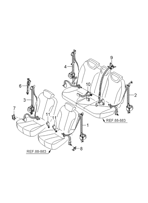 2006 Kia Sedona Rear Seat Belt Diagram 2