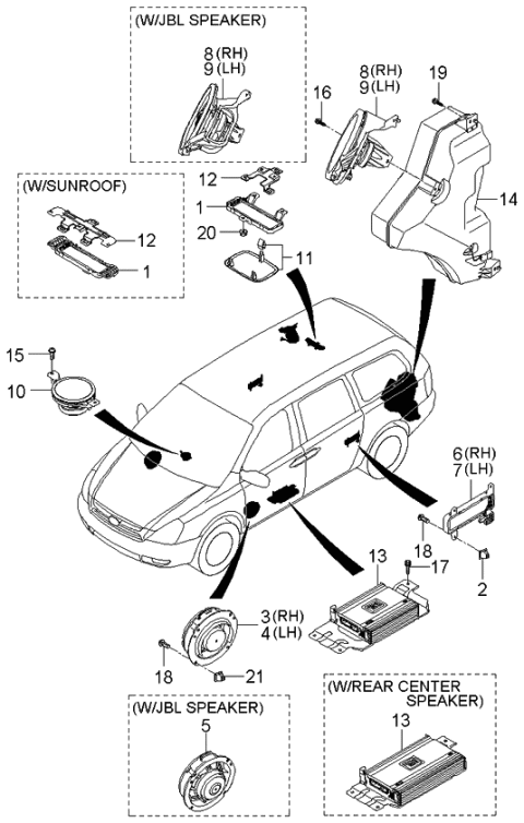 2006 Kia Sedona Bracket Assembly-Speaker Diagram for 963604D900