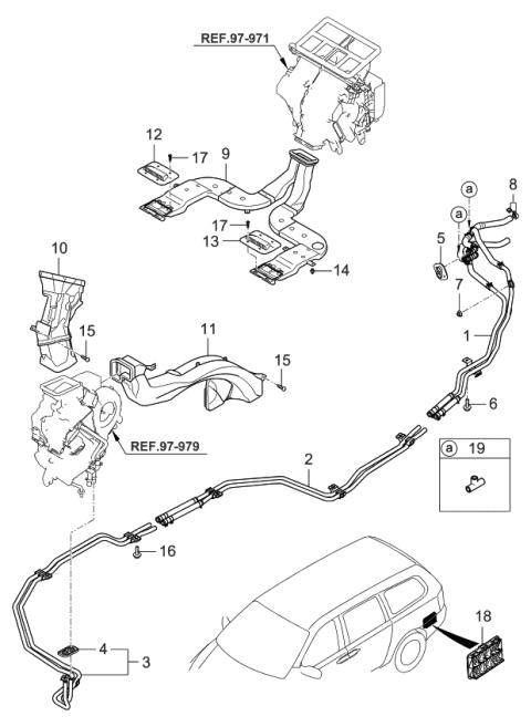 2006 Kia Sedona Produced Before OCT.2006 Heater System-Duct & Hose Diagram