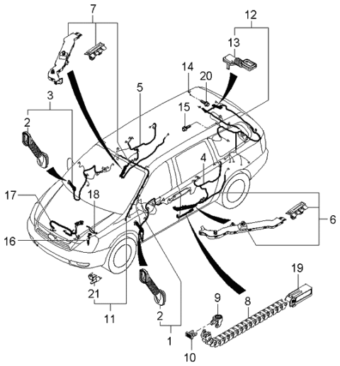 2006 Kia Sedona Wiring Harness-Roof Diagram for 918004D660