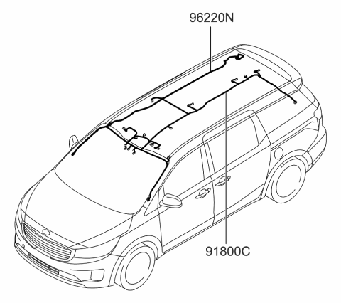 2015 Kia Sedona Sunvisor & Head Lining Diagram 3