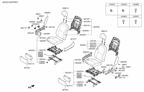 2017 Kia Sedona LOGN Slide Knob Assembly Diagram for 89171A9700WK