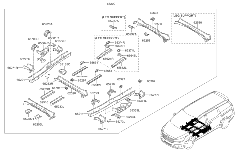 2018 Kia Sedona CROSSMEMBER,NO3 Diagram for 65251A9200