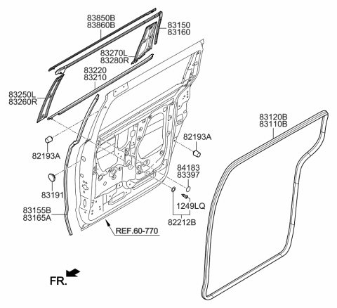 2017 Kia Sedona GARNISH Assembly-Rear Door F Diagram for 83250A9010