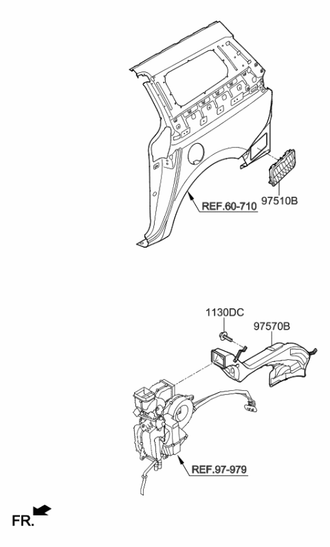 2017 Kia Sedona Duct Assembly-Rear Heater Diagram for 97570A9000