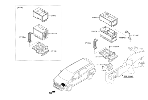 2017 Kia Sedona Battery Sensor Assembly Diagram for 37180A9000