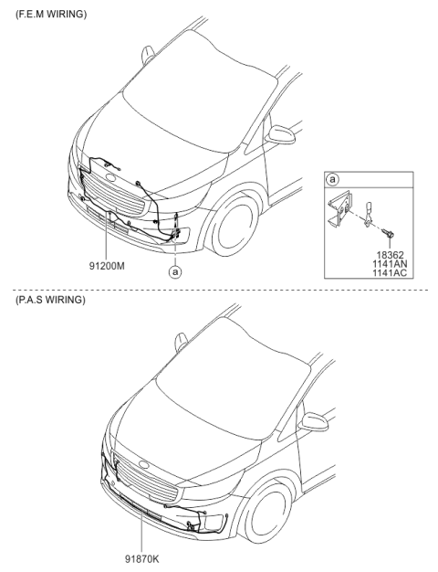 2015 Kia Sedona Wiring Assembly-Fem Diagram for 91840A9070