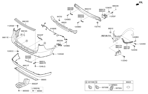 2015 Kia Sedona Rear Bumper Upper Cover Diagram for 86611A9000