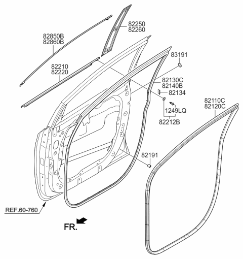2016 Kia Sedona MOULDING Assembly-Front Door Diagram for 82860A9010