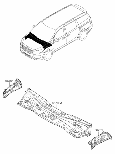 2018 Kia Sedona Cowl Panel Diagram