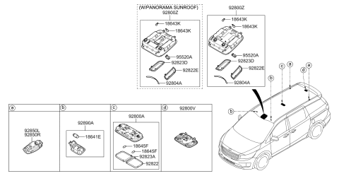 2016 Kia Sedona Lamp Assembly-Cargo Diagram for 92620A9000DAA