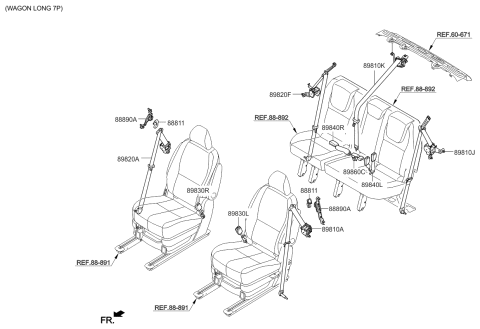 2017 Kia Sedona Rear Seat Belt Diagram 1