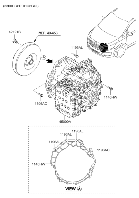 2017 Kia Sedona Transaxle Assy-Auto Diagram