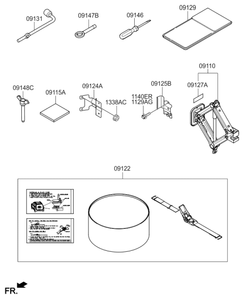 2017 Kia Sedona Jack Assembly Diagram for 091104H600