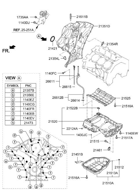 2016 Kia Sedona Belt Cover & Oil Pan Diagram