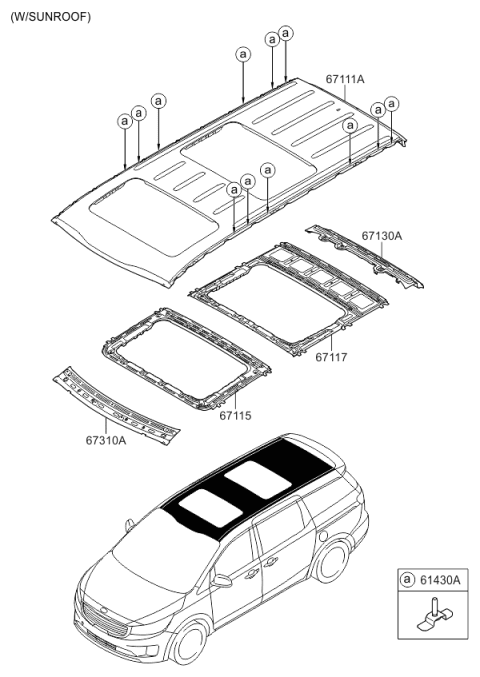 2016 Kia Sedona Ring Assembly-Sunroof Reinforcement Diagram for 67117A9100