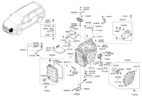 2016 Kia Sedona Auto Transmission Case Diagram 1