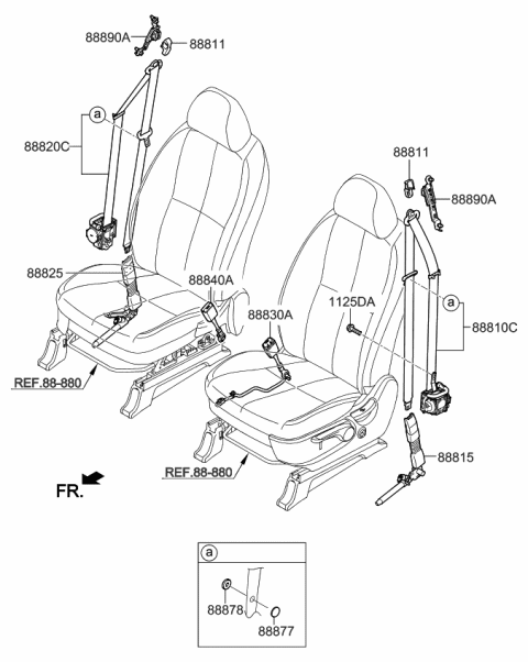 2016 Kia Sedona Seat Belt PRETENSIONER Diagram for 88831A9001DAA