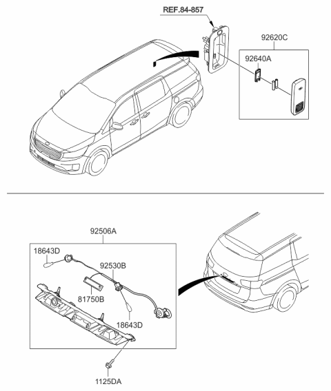 2016 Kia Sedona License Plate & Interior Lamp Diagram