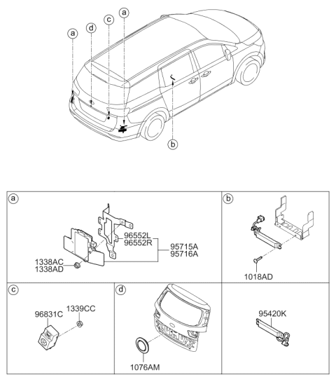 2017 Kia Sedona Bracket-Mounting,LH Diagram for 95812A9000