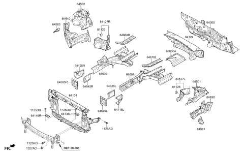 2017 Kia Sedona Fender Apron & Radiator Support Panel Diagram