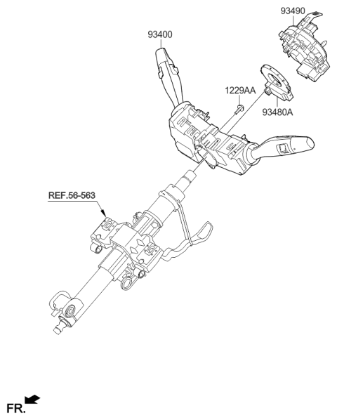 2018 Kia Sedona Clock Spring Contact Assembly Diagram for 93490A9220