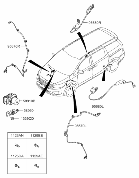 2018 Kia Sedona Anti-Lock Brake Diagram for 58920A9350