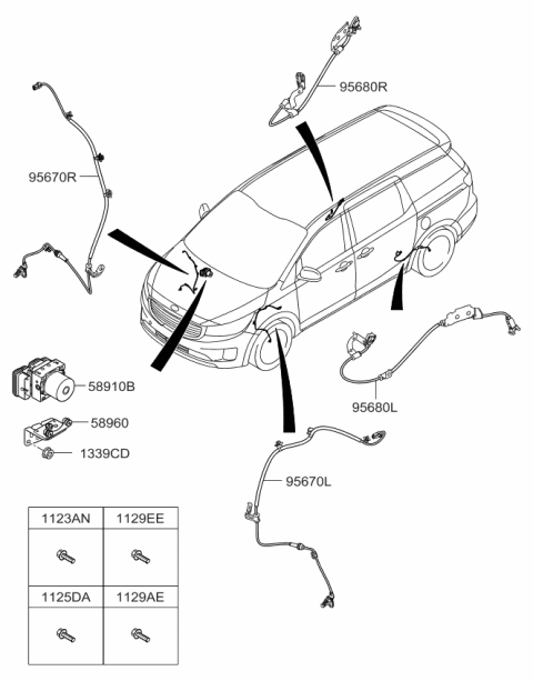 2018 Kia Sedona Hydraulic Unit Assembly Diagram for 58920A9550