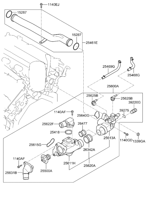 2018 Kia Sedona Coolant Pipe & Hose Diagram