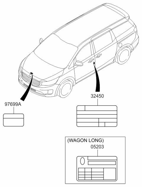 2015 Kia Sedona Label-Refrigerant Diagram for 97699A9000