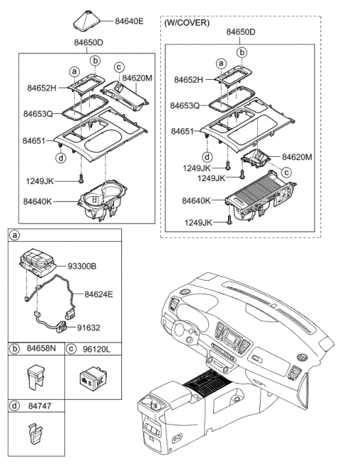 2018 Kia Sedona Complete-Console Floor Diagram for 93600A9215