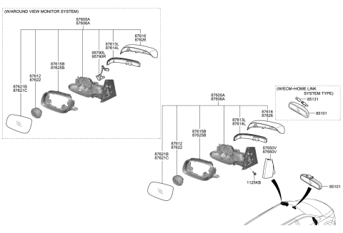 2017 Kia Sedona Mirror-Outside Rear View Diagram