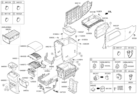 2018 Kia Sedona Storage Box-Console Diagram for 84630A9000WK