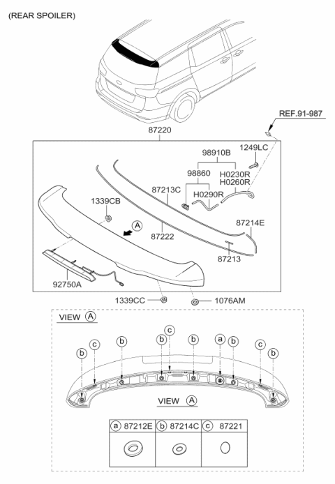 2015 Kia Sedona Roof Garnish & Rear Spoiler Diagram 3