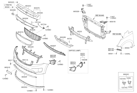 2018 Kia Sedona Cover-BLANKING Front Fog Diagram for 86523A9000