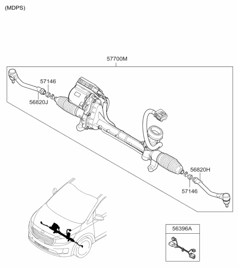 2015 Kia Sedona Gear & Linkage Assembly Diagram for 57700A9501
