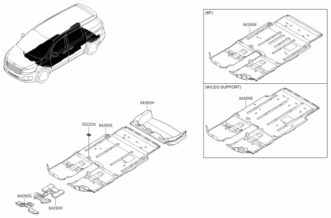 2016 Kia Sedona Carpet Assembly-Floor,Fr Diagram for 84260A9AJ0WK