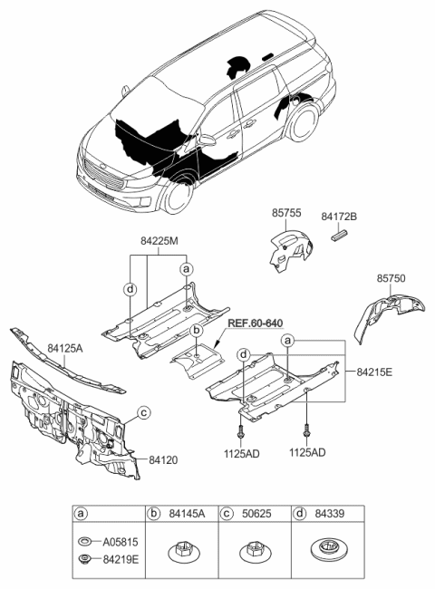 2017 Kia Sedona Cover-Under Center Floor Diagram for 84215A9000