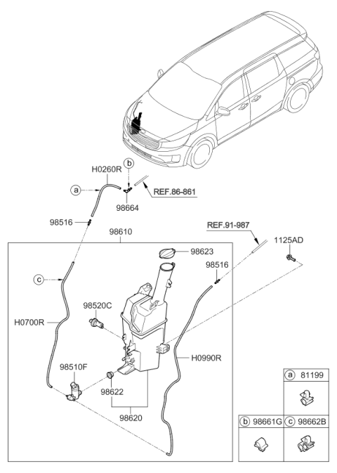 2016 Kia Sedona Cap-Windshield Washer Rs Diagram for 98623A2000