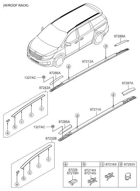 2016 Kia Sedona Front End Piece-Roof Ml Diagram for 87243A9000