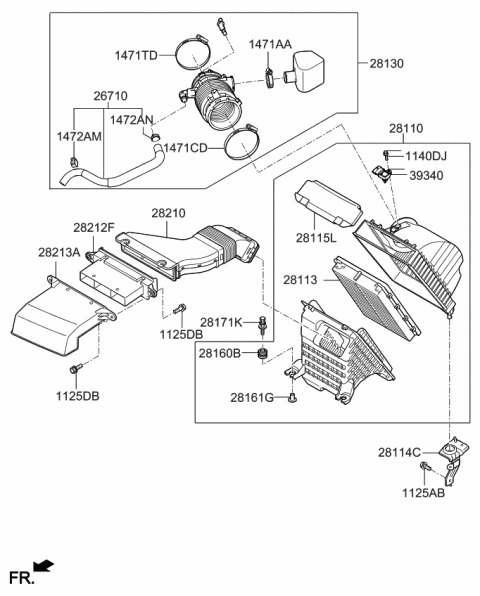 2016 Kia Sedona Air Cleaner Assembly Diagram for 28110A9100