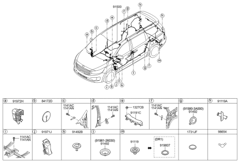 2018 Kia Sedona Wiring Harness-Floor Diagram 1