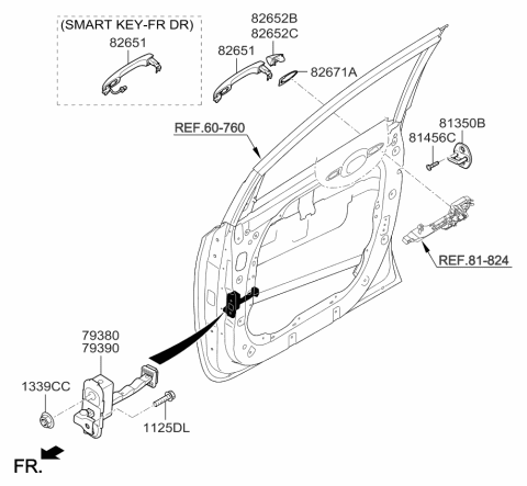2016 Kia Sedona Door Outside Handle Assembly Diagram for 82651A9700MBN