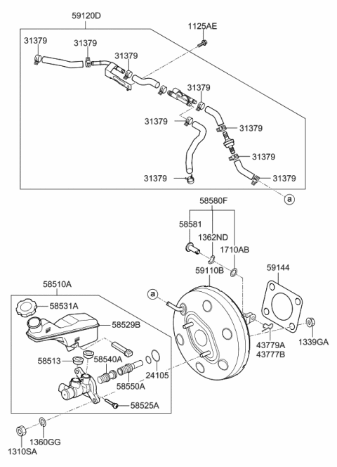 2015 Kia Sedona Brake Master Cylinder & Booster Diagram