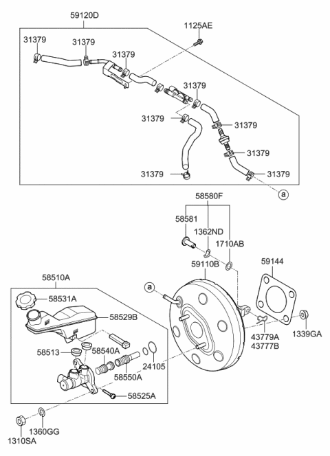 2018 Kia Sedona Brake Master Cylinder & Booster Diagram